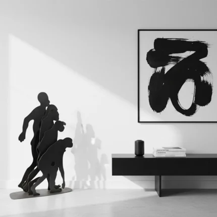 A visual journey through time with the Human Evolution sculpture, a masterful creation by architect and designer Dimitris Zelios. This striking piece captures the essence of human progression, from our primal ancestors to modern Homo sapiens, through minimalist metal profiles.  Ideal for modern living rooms, offices and sophisticated commercial spaces.
