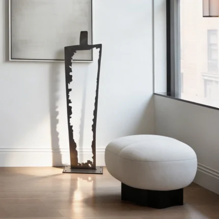 Elevate your interior with the Vase sculpture, a contemporary masterpiece from the DIZE collection by architect Dimitris Zelios. This minimalist metal artwork reimagines the traditional vase form through clean lines and fluid contours, offering a modern interpretation that exudes elegance and sophistication. Modern living rooms, stylish bedrooms and sophisticated commercial spaces. Its understated elegance complements various interior styles, from minimalist to contemporary.