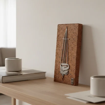 Sailing Boat a decorative piece featuring a metal depiction of a sailing boat, mounted on a firebrick base. The design presents a clean and recognizable form, capturing the spirit of sailing with simplicity and elegance. The contrast between the raw texture of the firebrick and the smooth metal adds depth and character. Ideal for shelves, consoles, office desks, or interiors with nautical, minimal, or contemporary style.