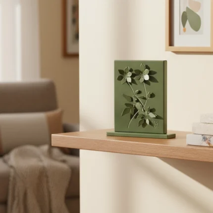 Flowers a striking metal frame featuring embossed, raised flower designs that add texture and depth. Its timeless design complements a variety of interior styles, making it a versatile decorative piece.