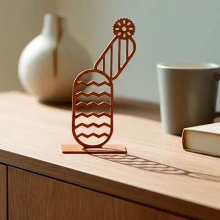 Minimalist metal cactus — a modern table decor piece available in four elegant finishes, perfect for adding an artistic touch to any space.