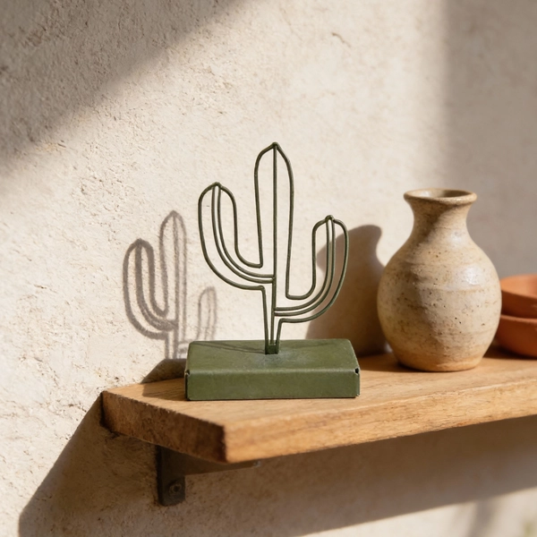 00153 decor Minimalist metal cactus — a modern table decor piece available in four elegant finishes, perfect for adding an artistic touch to any space.