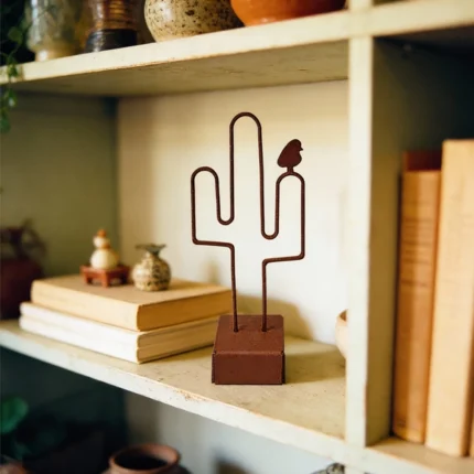 Minimalist metal cactus — a modern table decor piece available in four elegant finishes, perfect for adding an artistic touch to any space.