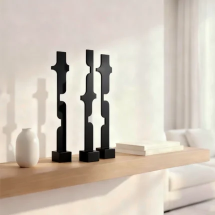 The Modern Totems Set bring a contemporary take on traditional totemic forms. Designed with clean lines and abstract geometry, these metal art pieces offer a bold presence while remaining minimal and balanced. Whether displayed individually or as a set, they introduce rhythm, symbolism, and structure into any space. Ideal for: Living rooms, office lobbies, shelves, or art-focused corners looking for a statement piece with architectural finesse.