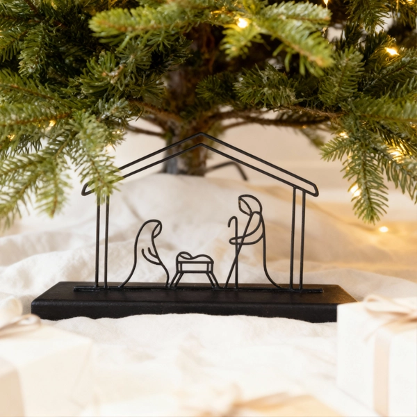 00006C-decor Nativity Scene – DIZE Art Objects. A minimal and elegant decorative piece from the DIZE Art Objects collection, featuring a modern line-art interpretation of the Holy Nativity. A subtle yet meaningful Christmas accent that brings warmth and contemporary style to any space.
