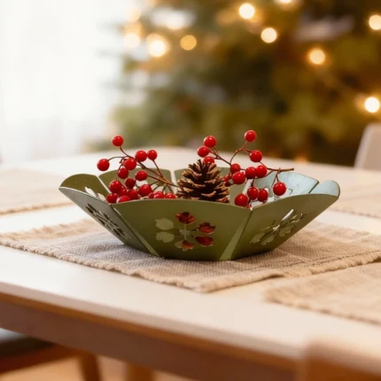 Snowflakes Christmas bowl by DIZE Art Objects. A sculptural metal bowl featuring delicate lasercut snowflake motifs, designed to bring subtle festive charm to your space. The “Christmas Bowl – Snowflakes” blends minimal elegance with holiday warmth, making it an ideal decorative accent for tables, consoles, or centerpieces. A refined seasonal touch by DIZE Art Objects.