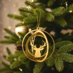 Halo Reindeer Ornament A sleek metal ornament by DIZE Art Objects, featuring a reindeer silhouette floating within subtle rings. Understated and stylish, it suits both modern and classic Christmas decorations.
